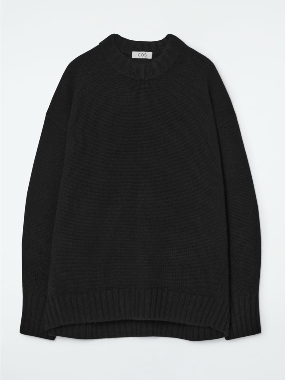COS Black Chunky Pure Cashmere Crew-Neck Sweater